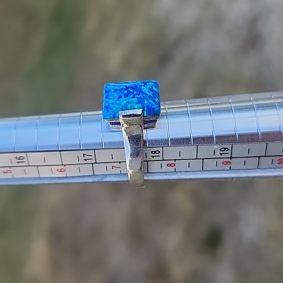 Blue Fire Opal Sterling Silver Ring 🔥 💙 - Picture 3 of 12